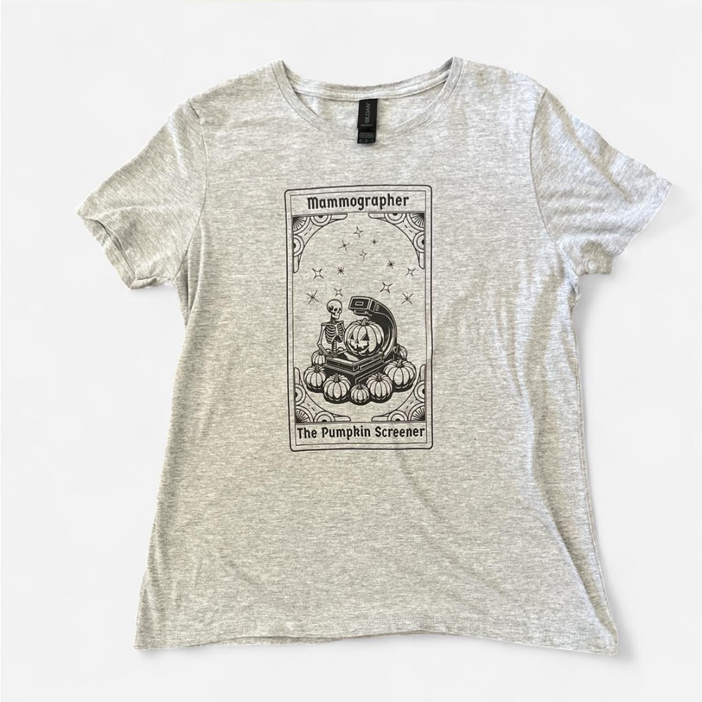 Gildan Gray Mammographer Pumpkin Screener Halloween Tee
